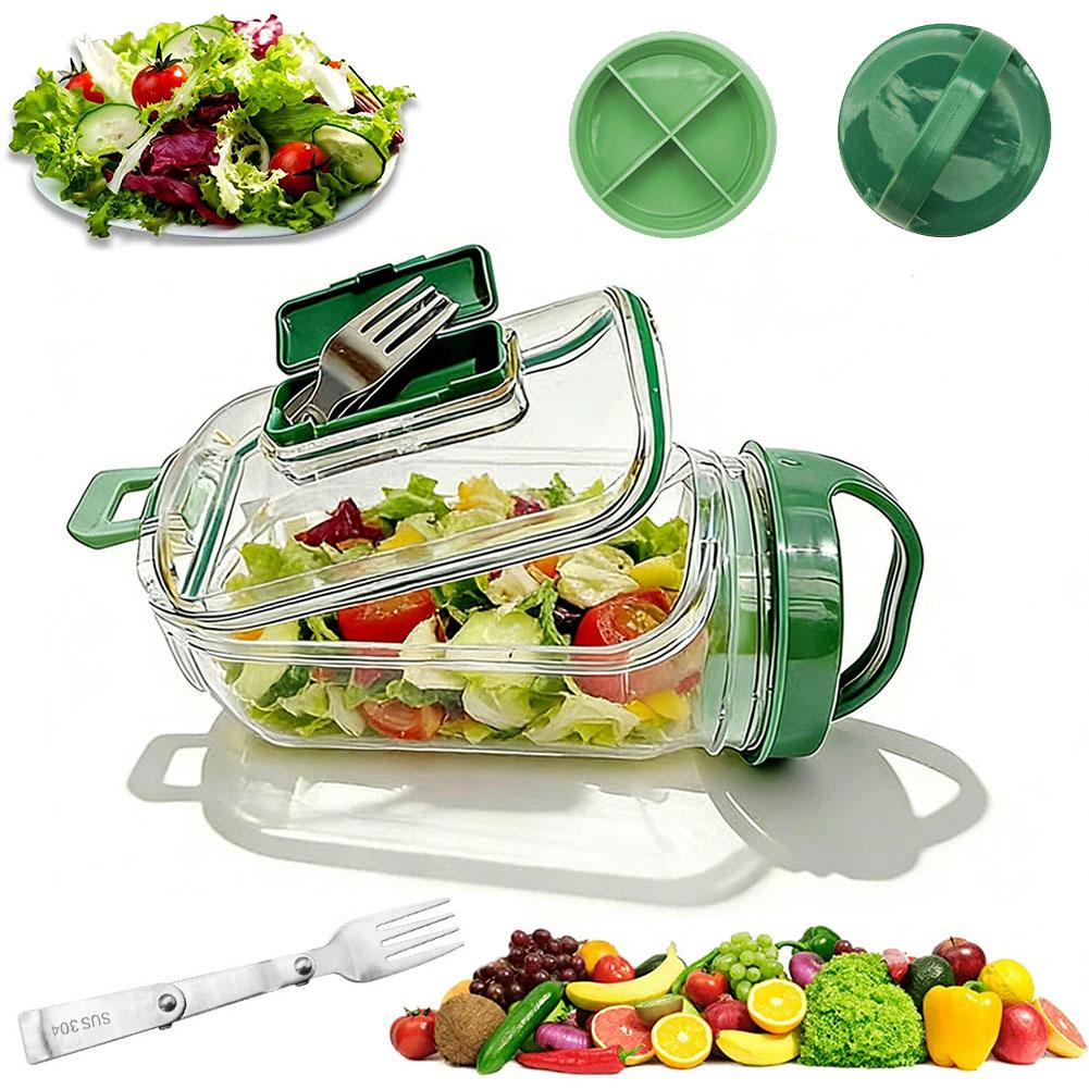 Meal Prep Ideas - Portable Salad Container Jar with Fork