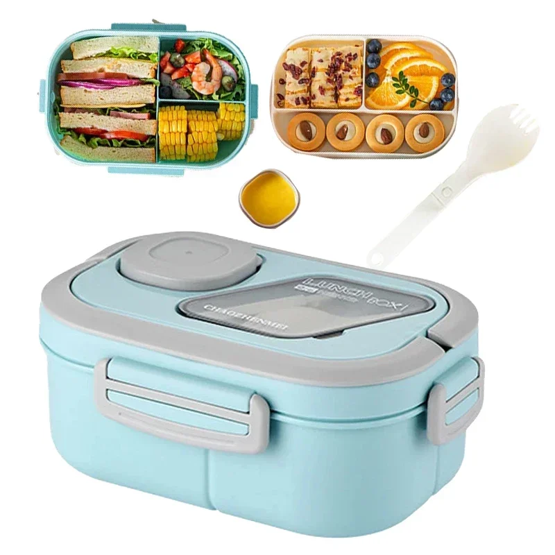 Meal Prep Chia Pudding - Portable Lunch Box Compartment Wheat Straw