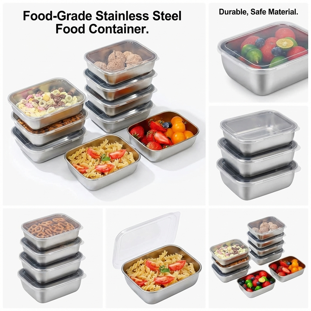 Meal Prep Ideas - 5PCS Stainless Steel Food Storage Containers
