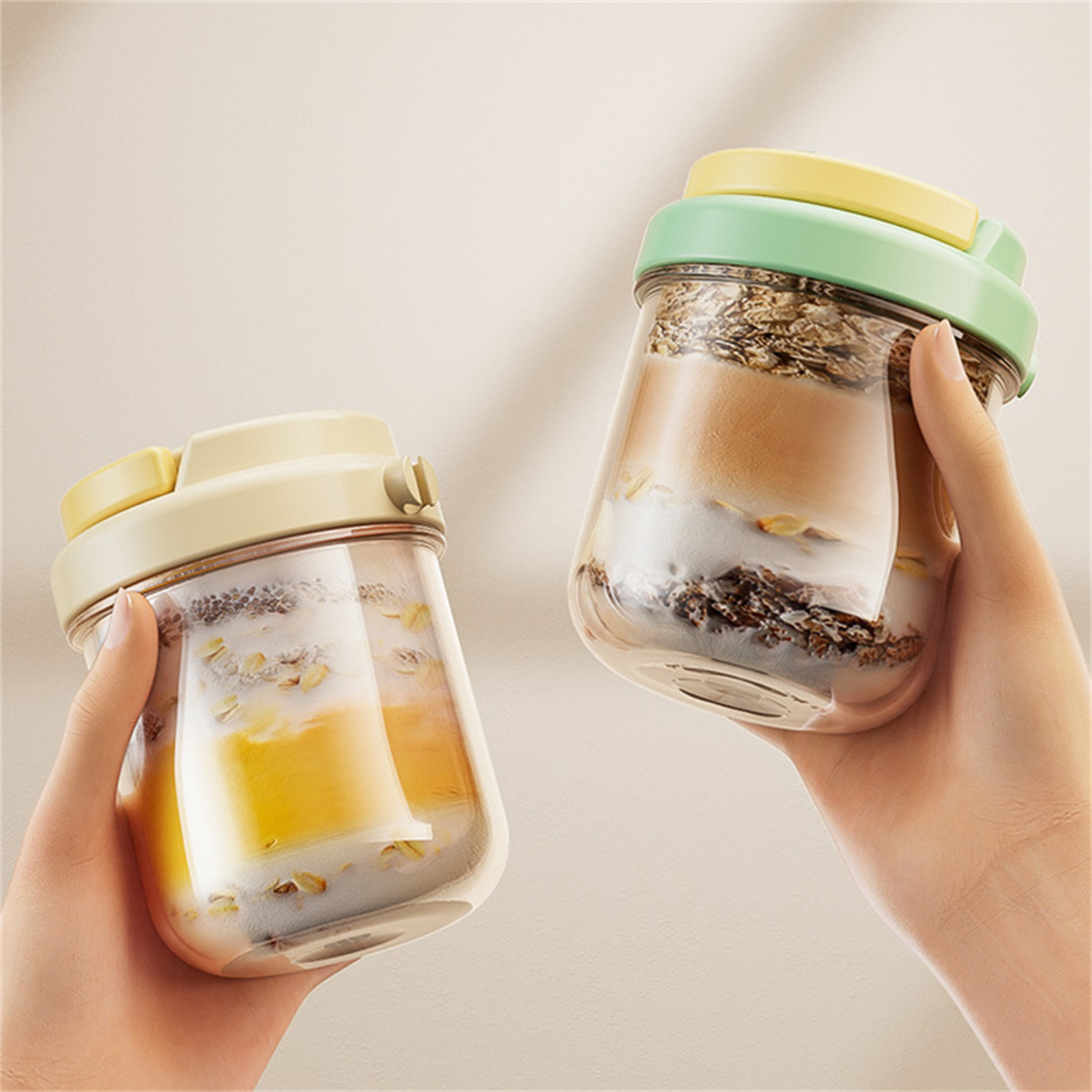 Meal Prep Oatmeal Jars - Breakfast Cup Portable Oatmeal Cereal Nut