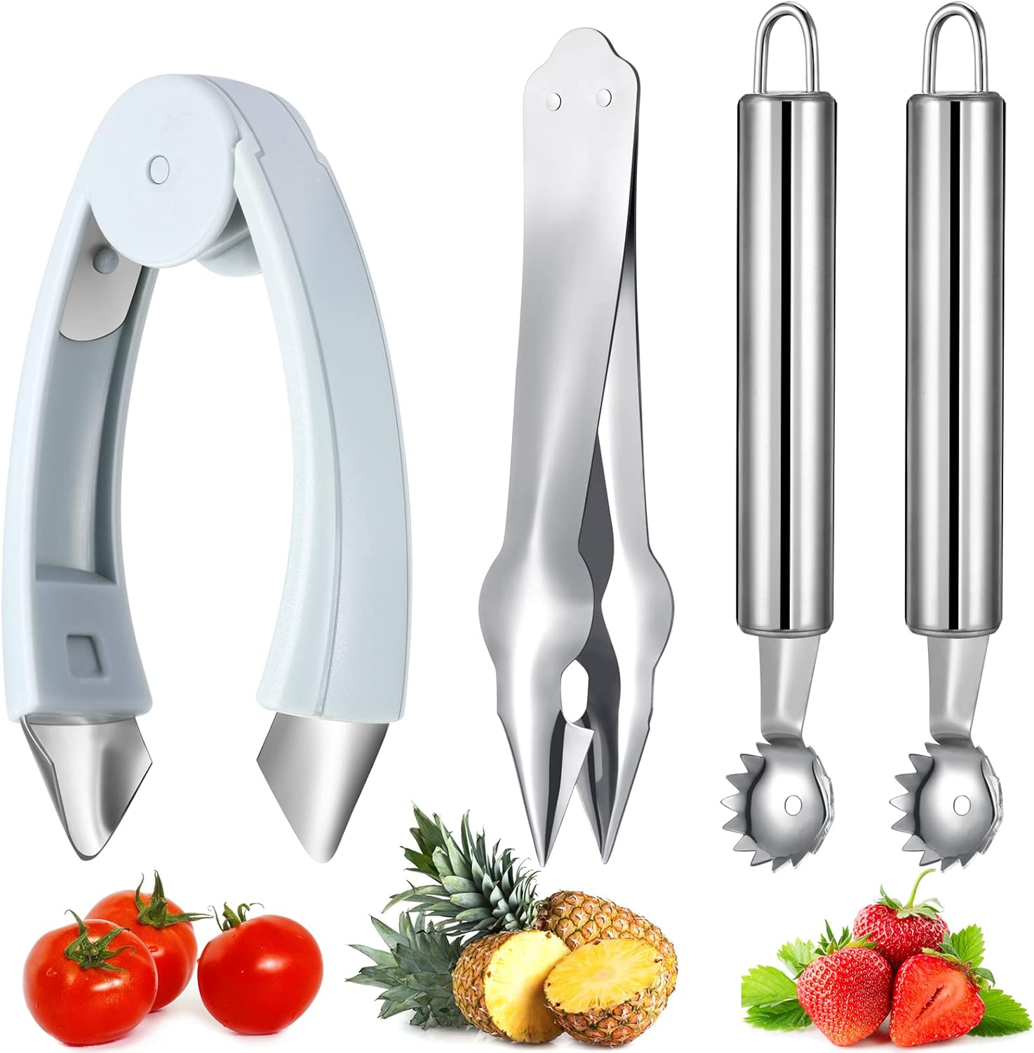 Strawberry Huller - 4-Piece Strawberry Huller and Tomato Corer