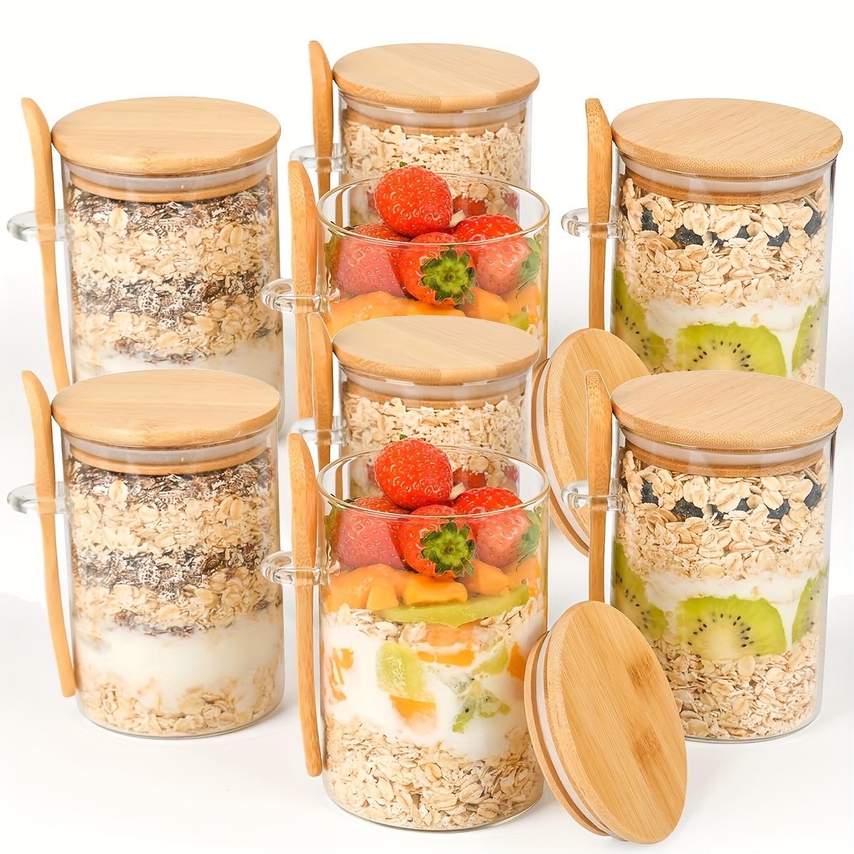 Meal Prep Oatmeal Jars - Set of 4 Or 8pcs of