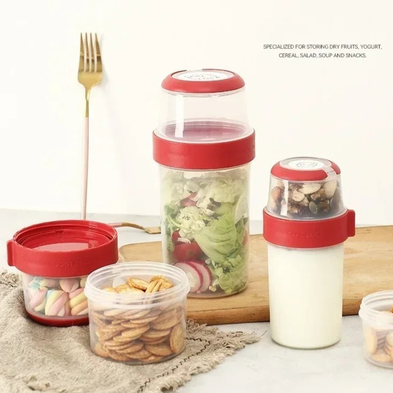 Portable Plastic Breakfast Cup - Meal Prep Oatmeal Jars ulasan dan harga