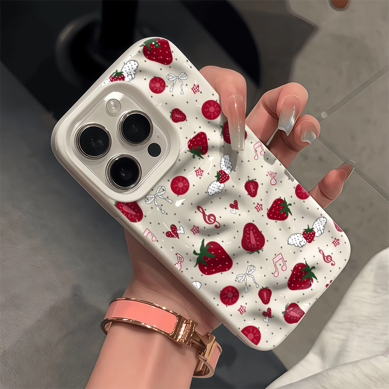 Cute 3D Wrinkle Case For iPhon - Strawberry Huller ulasan dan harga