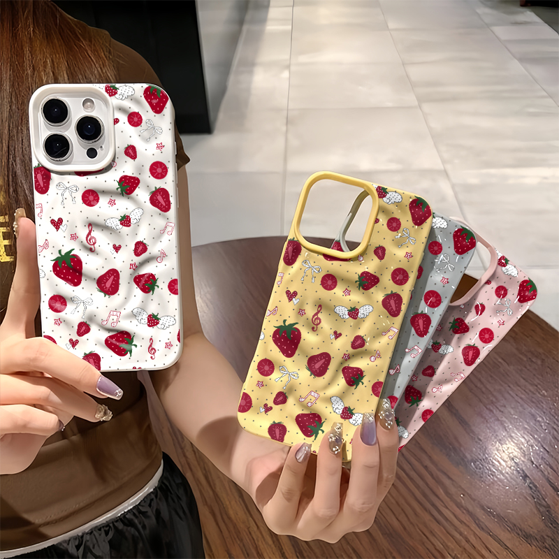 Cute 3D Wrinkle Case For iPhon - Strawberry Huller ulasan dan harga