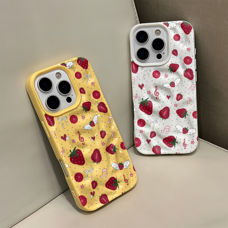 Cute 3D Wrinkle Case For iPhon - Strawberry Huller ulasan dan harga