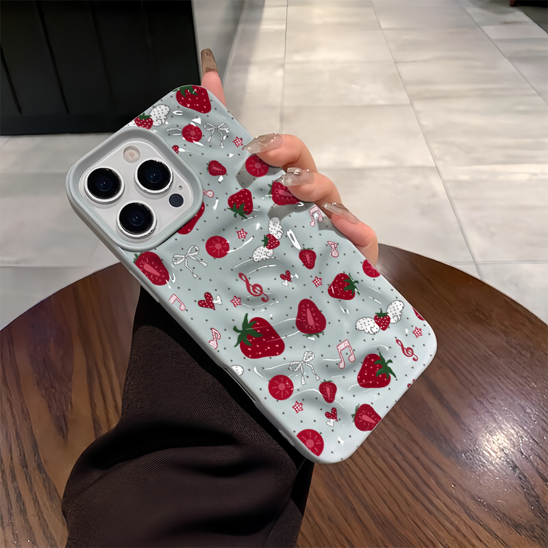 Cute 3D Wrinkle Case For iPhon - Strawberry Huller ulasan dan harga