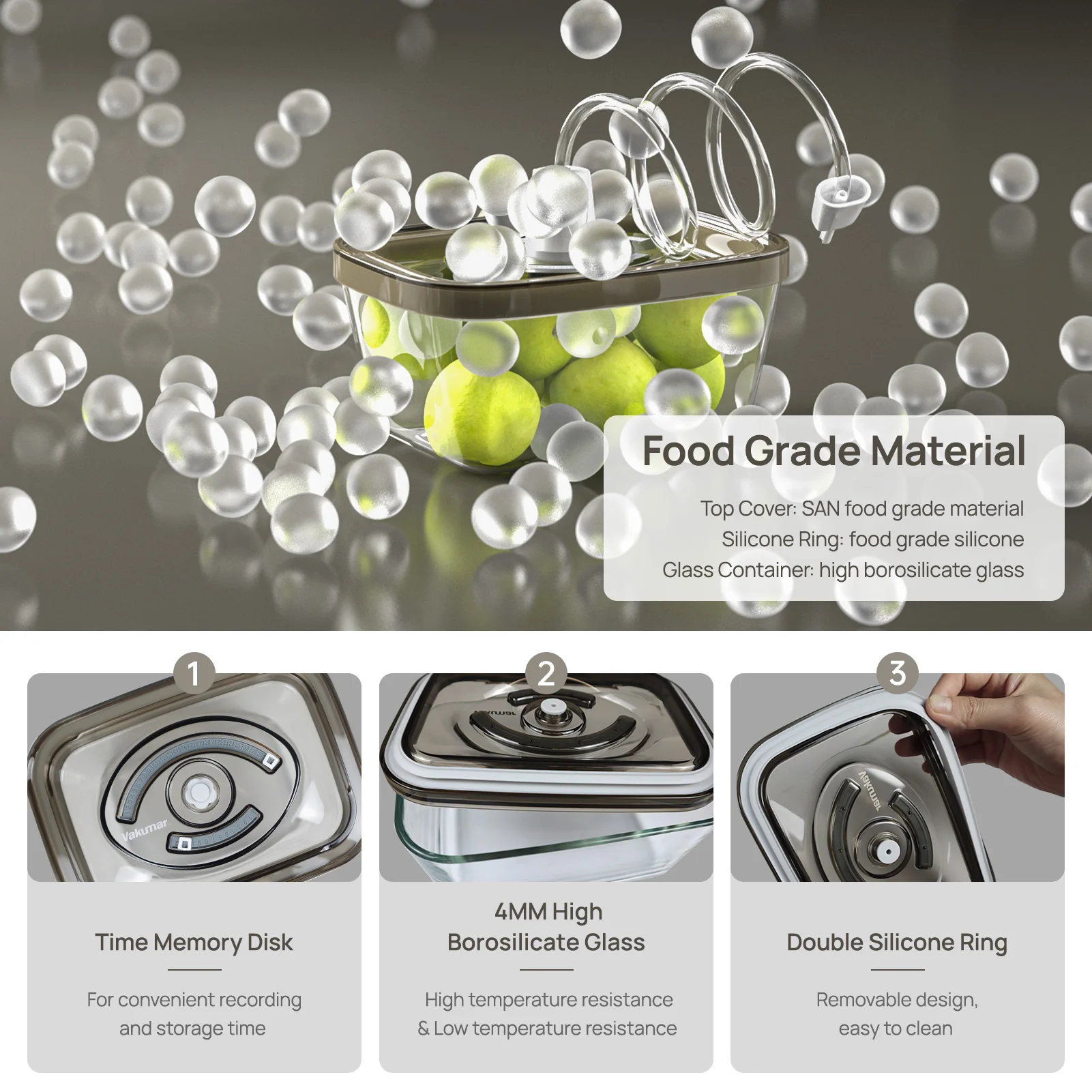 Vakumar 2PCS Glass Food Storag - Meal Prep Ideas ulasan dan harga