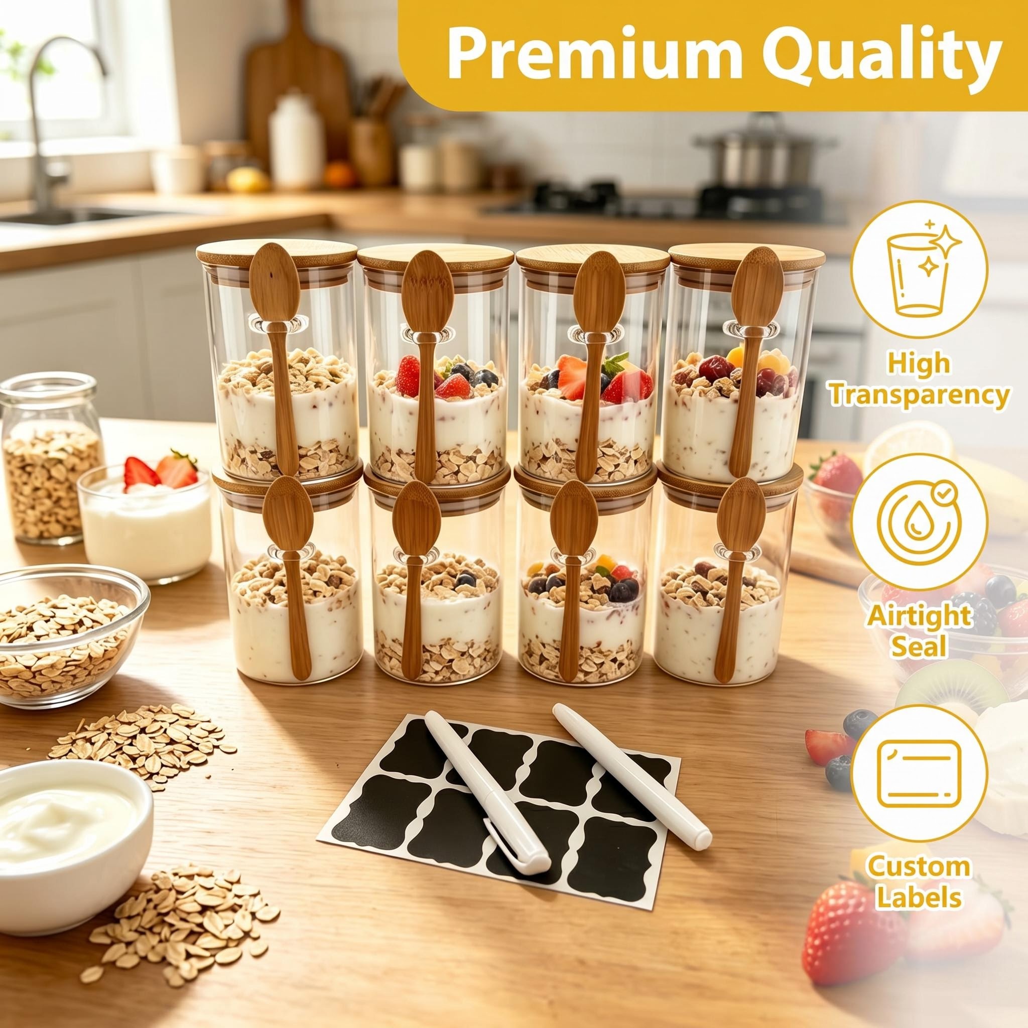 8 Pack Overnight Oats Glass Ja - Meal Prep Yogurt Parfait ulasan dan harga