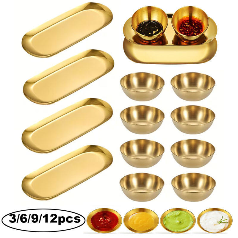 3/6/9/12pcs Golden Sauce Bowl  - Sauce Dipping Cup ulasan dan harga