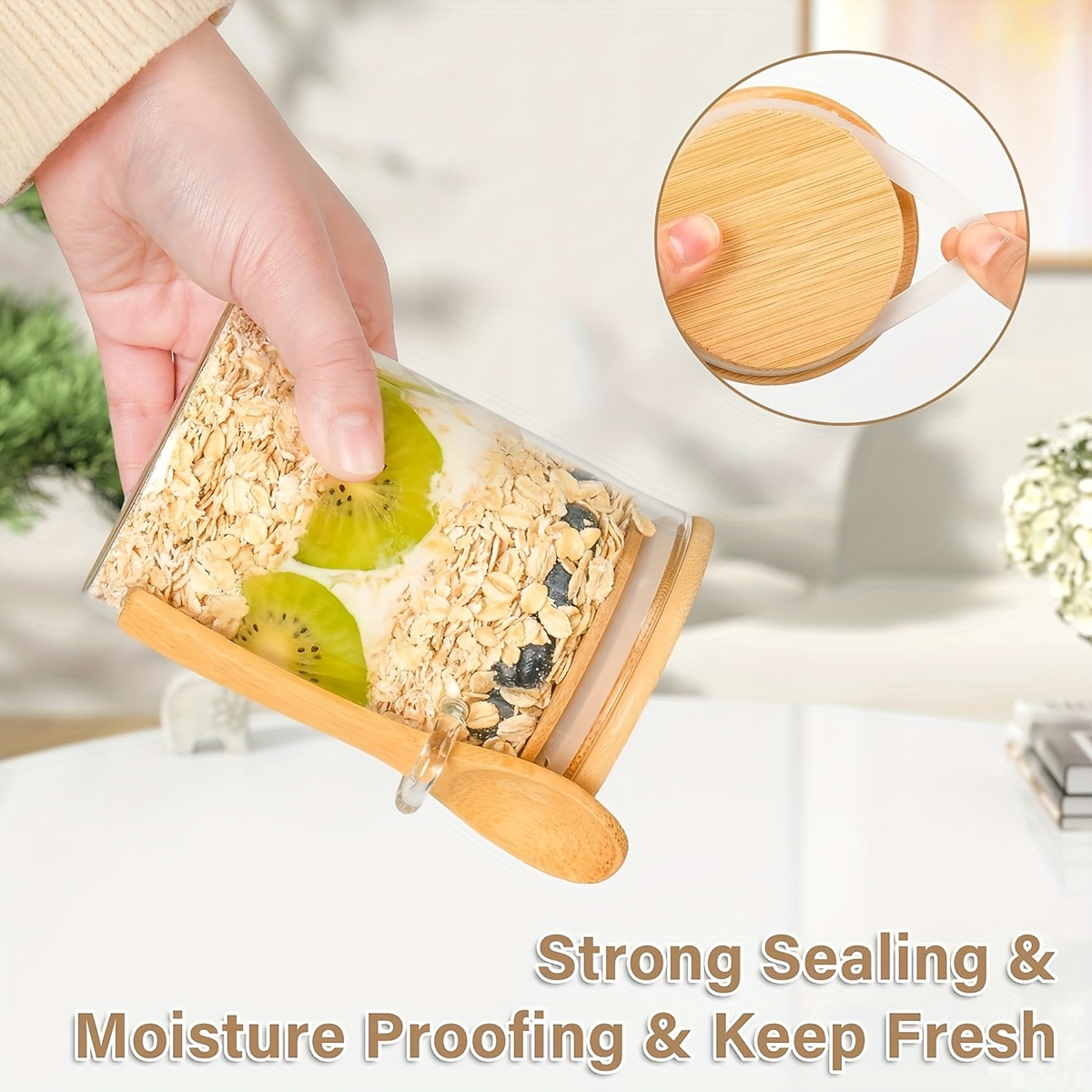 Set of 4 Or 8pcs of 16Oz Glass - Meal Prep Oatmeal Jars ulasan dan harga