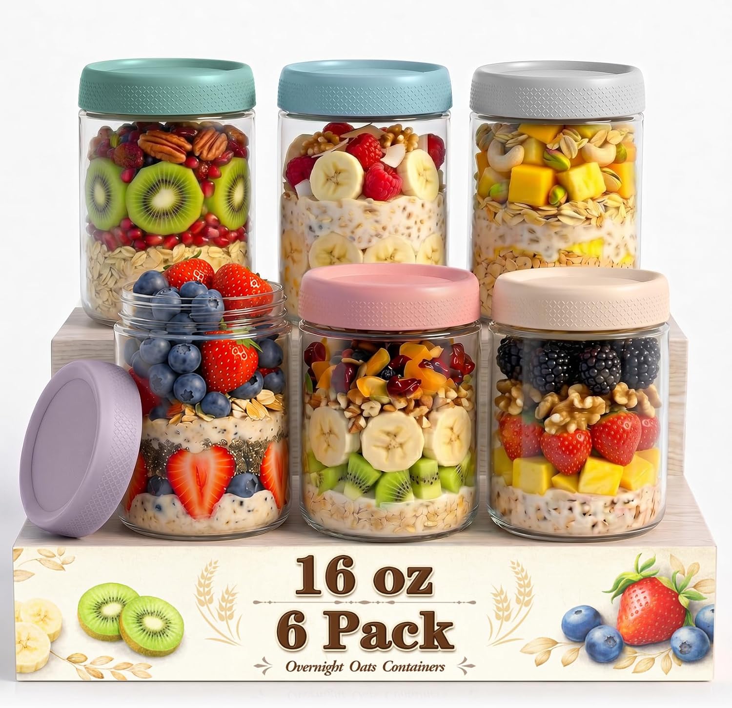 6 Pack 16oz Overnight Oats Con - Meal Prep Chia Pudding ulasan dan harga