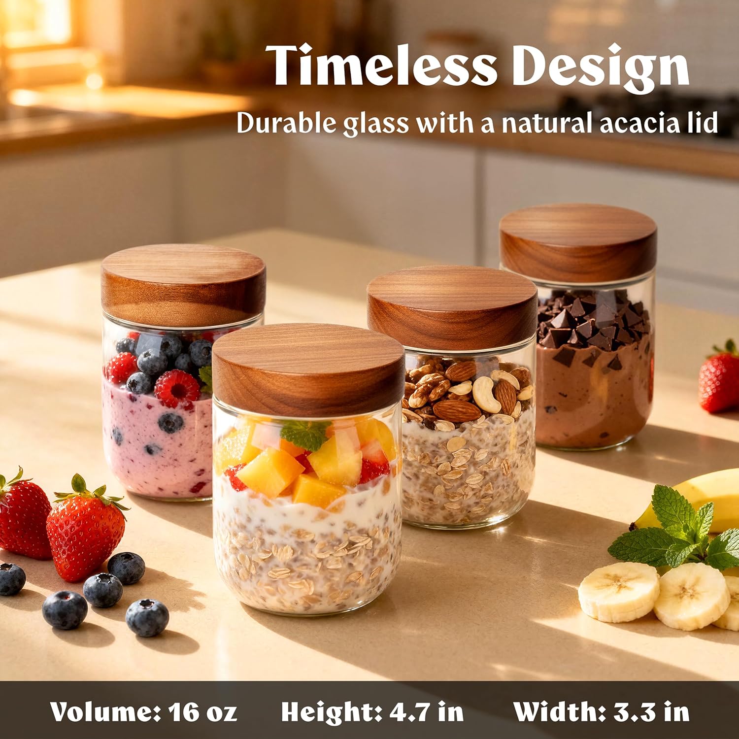 Overnight Oats Containers with - Meal Prep Oatmeal Jars ulasan dan harga
