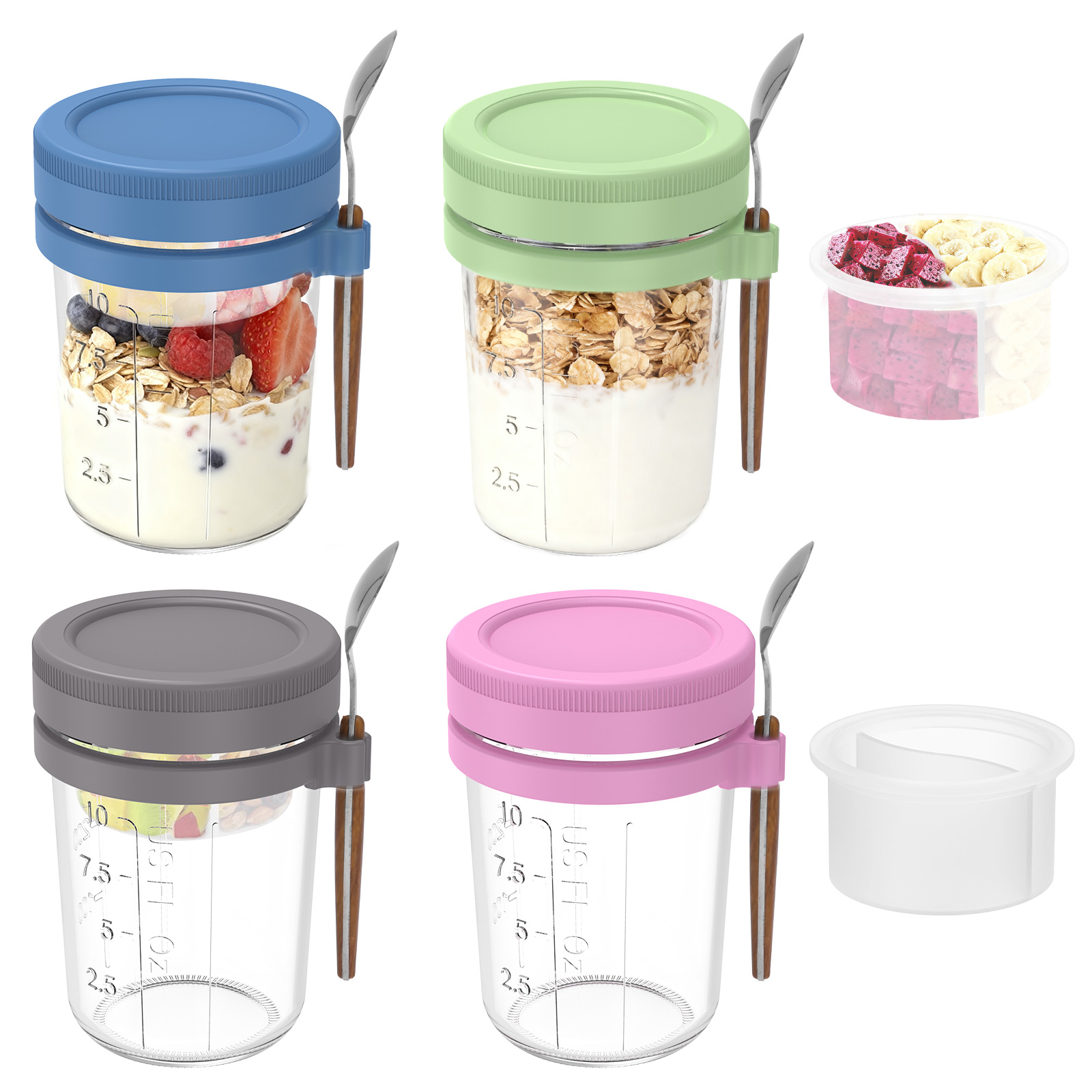 Overnight Oats Container with  - Meal Prep Oatmeal Jars ulasan dan harga
