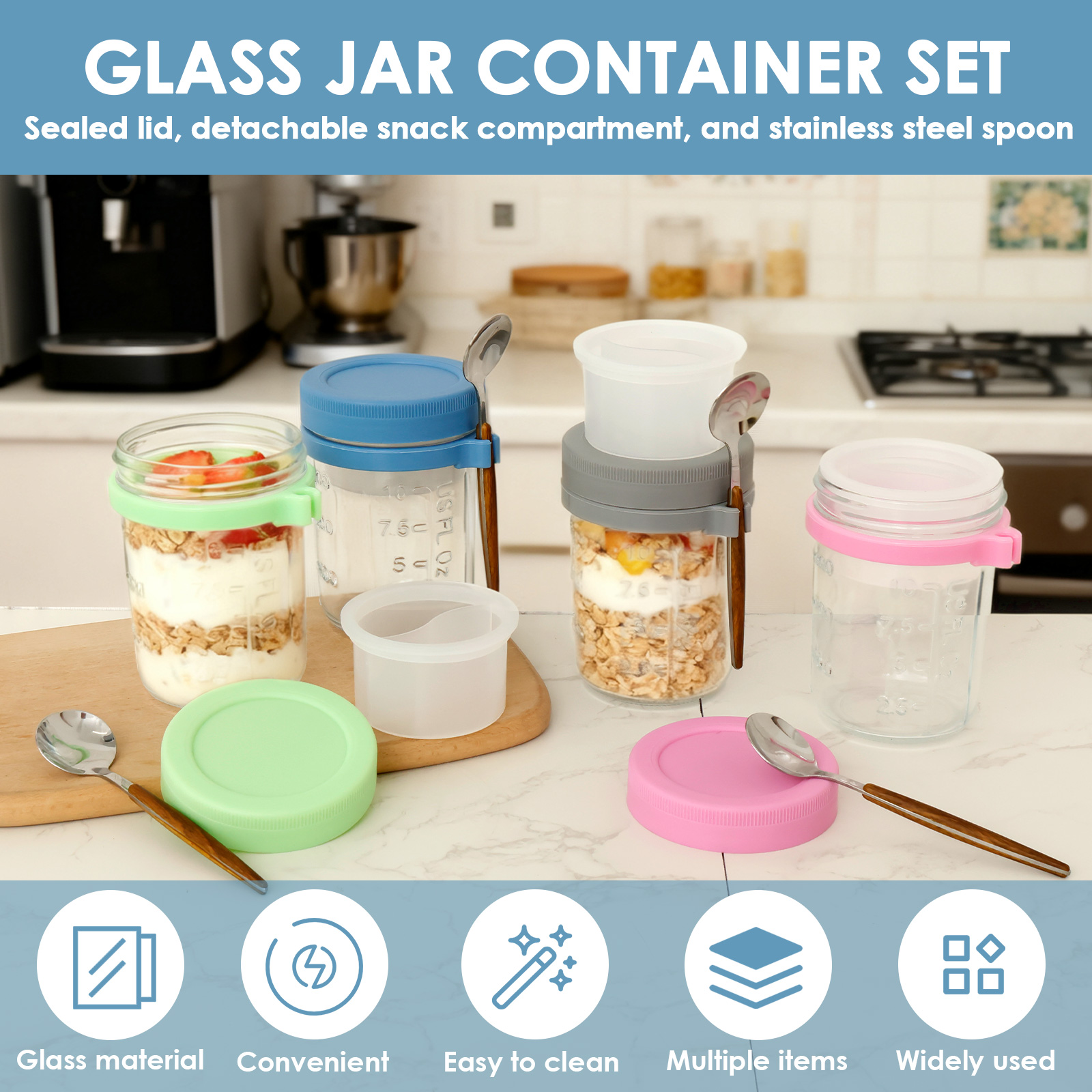 Overnight Oats Container with  - Meal Prep Oatmeal Jars ulasan dan harga