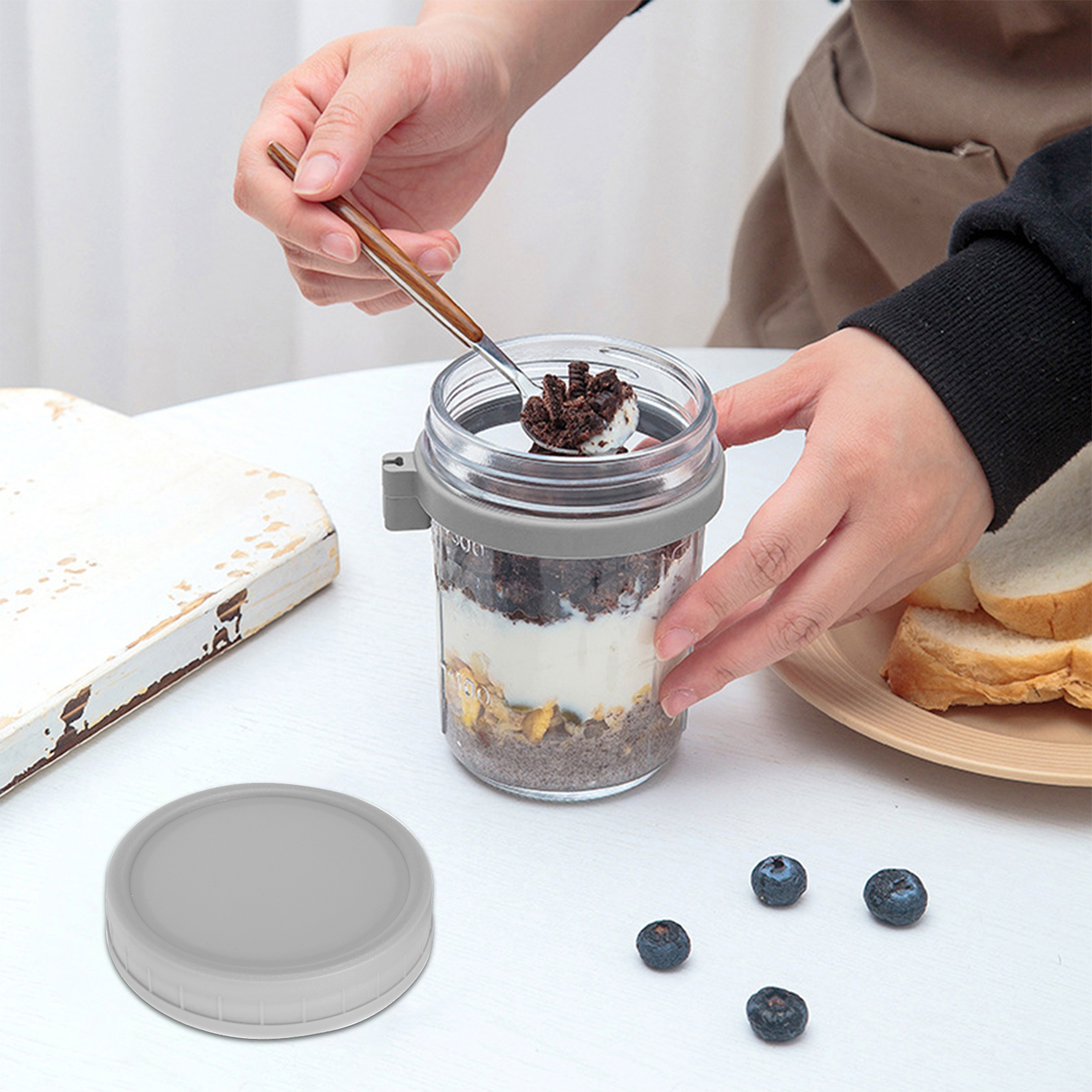 Overnight Oats Container with  - Meal Prep Oatmeal Jars ulasan dan harga