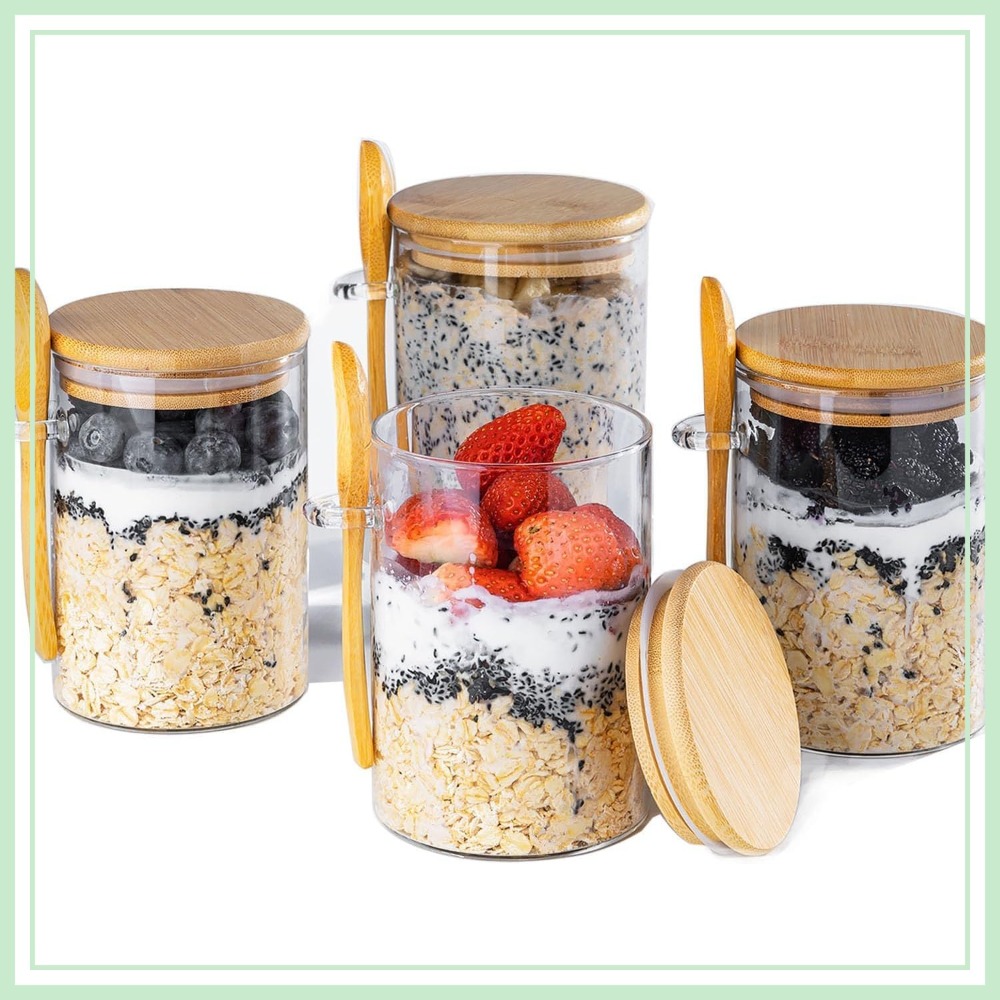 16oz Overnight Oats Containers - Meal Prep Oatmeal Jars ulasan dan harga