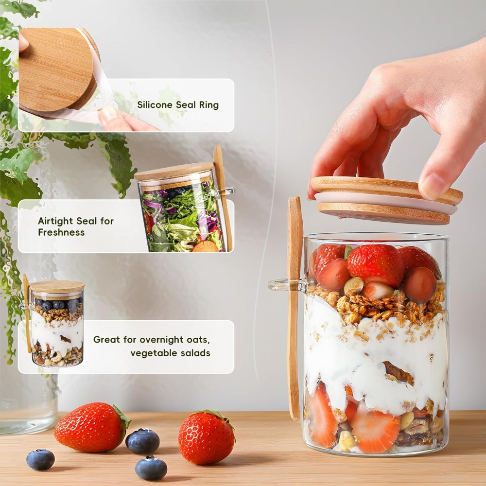 16oz Overnight Oats Containers - Meal Prep Oatmeal Jars ulasan dan harga