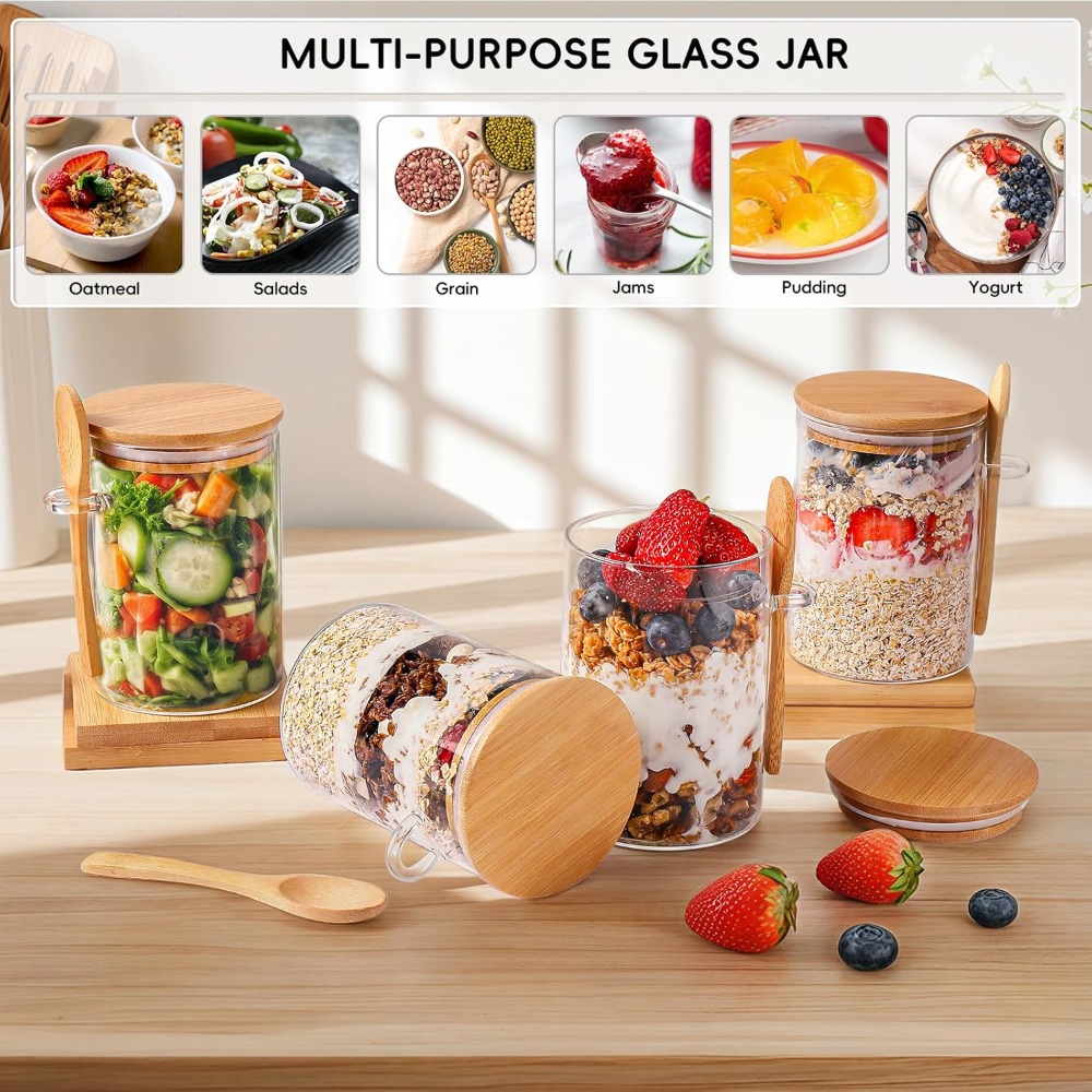 16oz Overnight Oats Containers - Meal Prep Oatmeal Jars ulasan dan harga